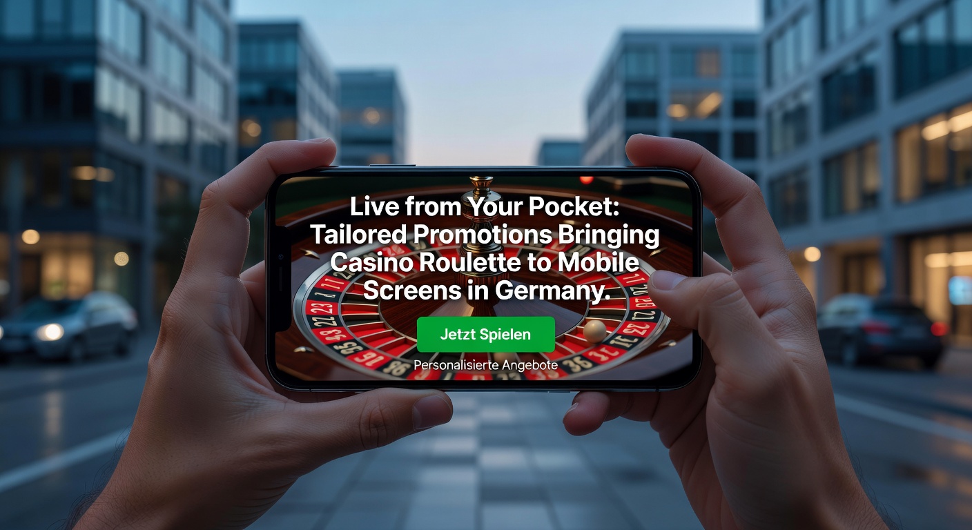 Smartphone mit Live-Roulette-Tisch auf dem Bildschirm, umgeben von typischen deutschen Alltagsszenen wie Kaffee und Zeitung
